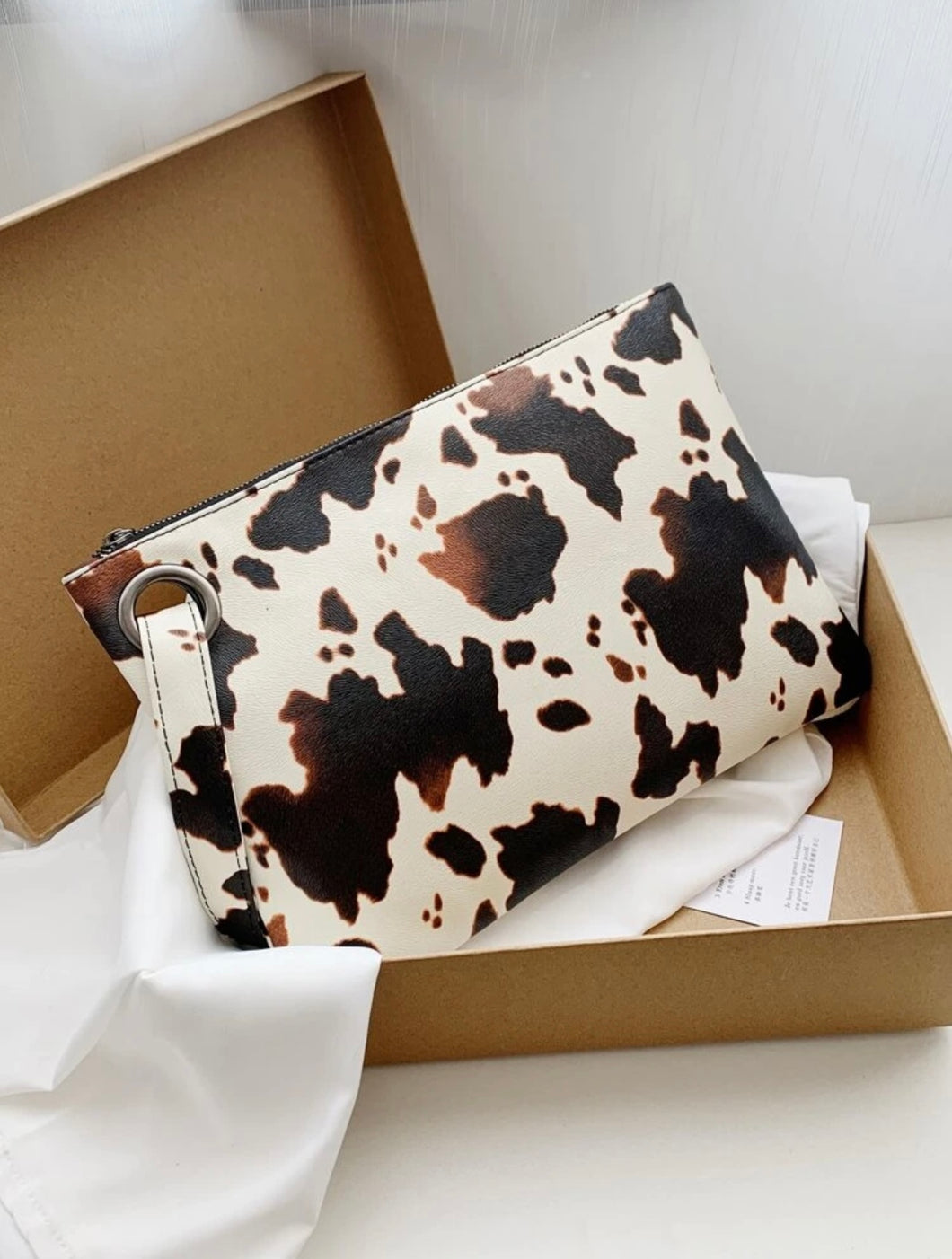 Printed Brown Cow Printed Medium Handbag
